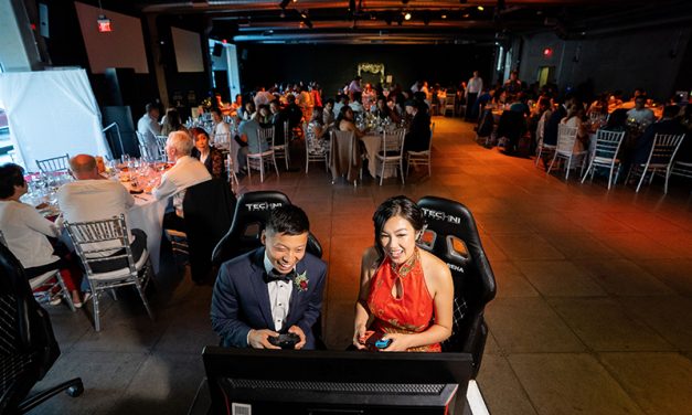 Gaming hubs and a Cactuar toss at this eSports arena wedding