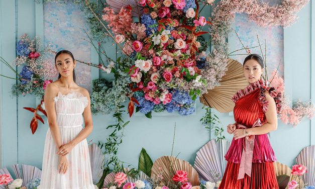 3 Sculptural Floral Backdrops With Colorful Designer Fashion ⋆ Ruffled